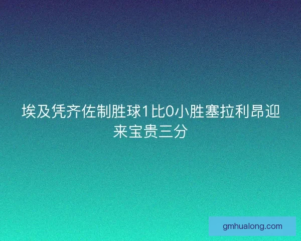 埃及凭齐佐制胜球1比0小胜塞拉利昂迎来宝贵三分